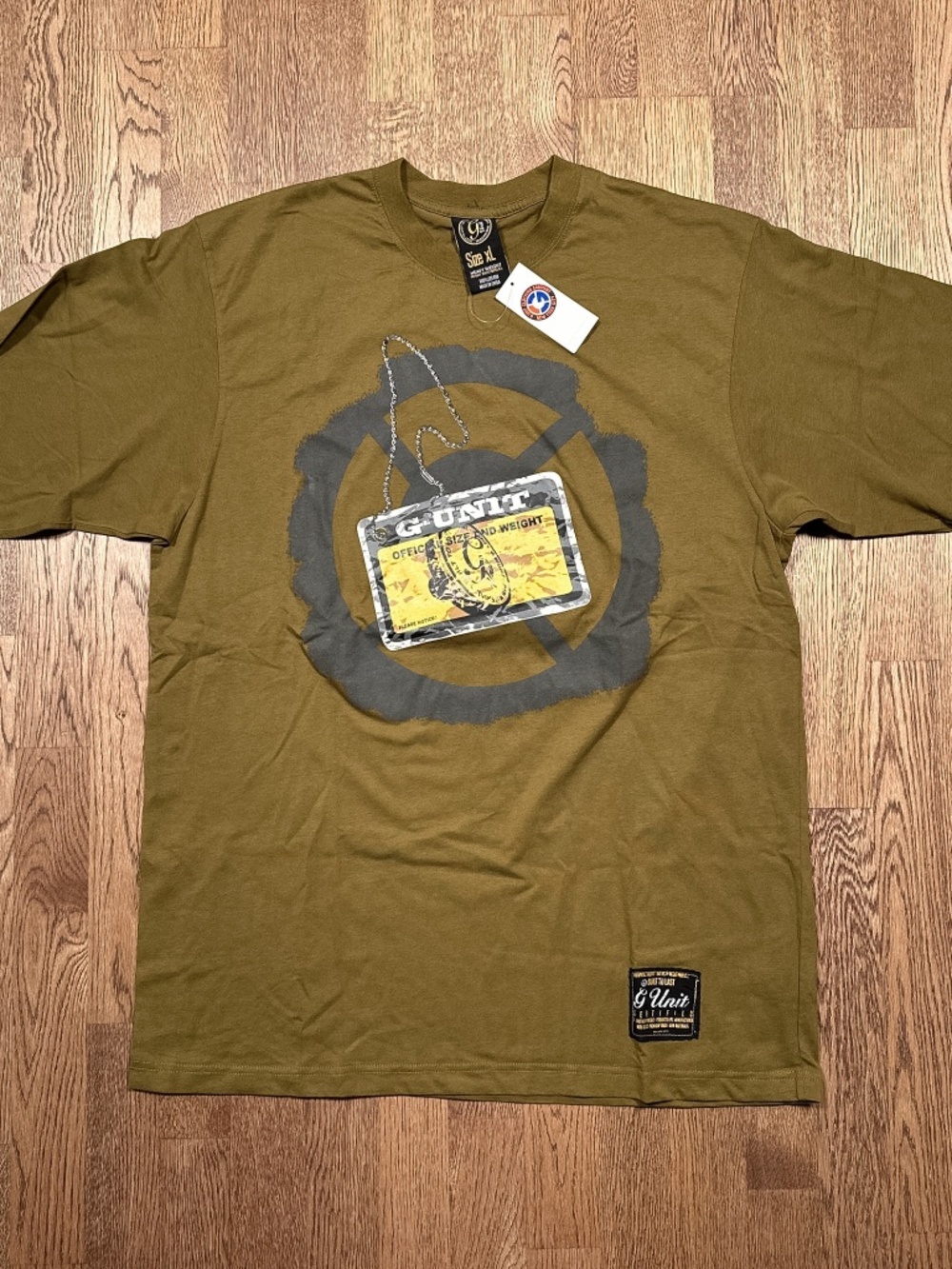 NWT Deadstock Vintage Y2K G-Unit 50 Cent Dog Tag Army Green T Shirt Mens XL